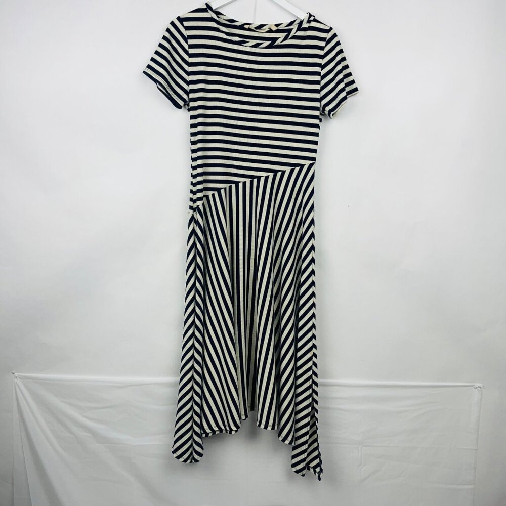 Soft Surroundings Striped Marina Asymmetrical Hem Dress Size Small